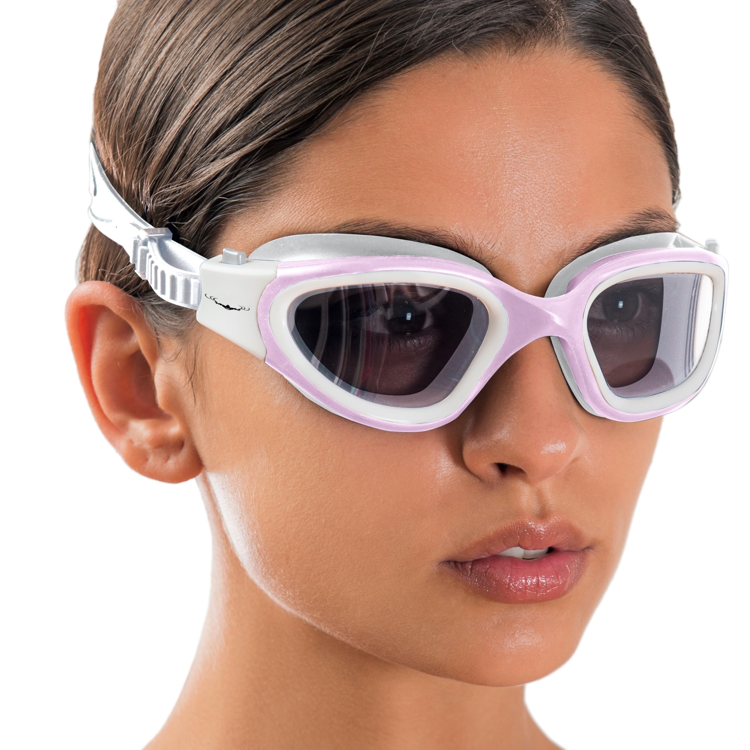 AqtivAqua Swimming Goggles Adult and Kids Goggles Kids 6-14 Men Women Swim Children Boys Girls DX-P (White&Pink frame, Red case, Polarized lens)