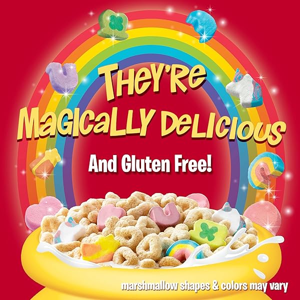 LUCKY CHARMS GLUTEN FREE CEREAL WITH MARSHMALLOWS, KIDS BREAKFAST CEREAL, MADE WITH WHOLE GRAIN, 4 CEREAL CUPS, 6.8 OZ