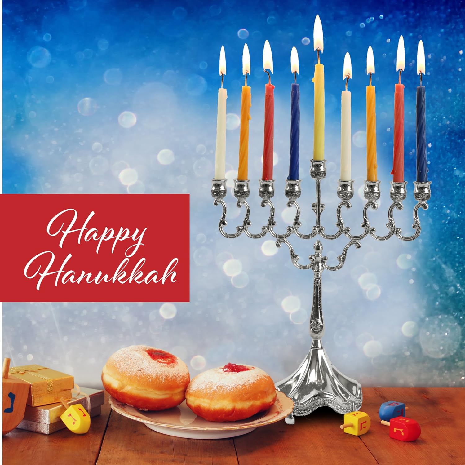 Silver Plated Candle Menorah - Fits all Standard Hanukkah Candles - Curved Branches, 8.5” High x 6.5” Wide - by Ner Mitzvah: Home & Kitchen