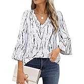Timeson Women's Business Casual Tops 3/4 Sleeve Dressy Blouses Office Work Shirts