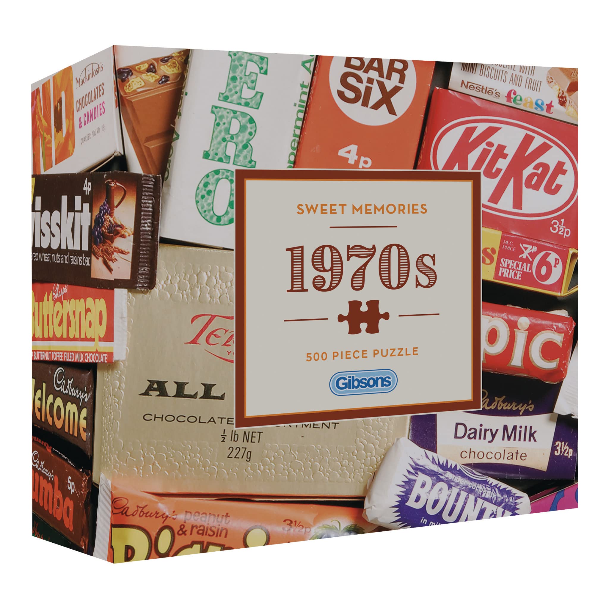 Gibsons Sweet Memories of the 1970s – 500 Piece Jigsaw Puzzle for Adults & Teens Vintage Sweets Theme Made from 100% Recycled Board Great Gift for Puzzle Lovers