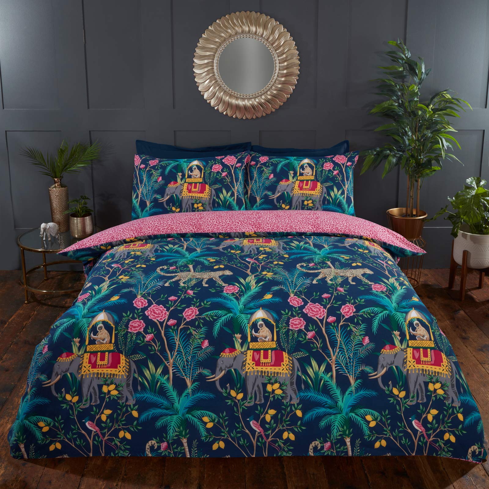 Rapport Home Jungle Elephant Expedition Duvet Cover Set Single Navy