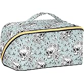 Makeup Organizer Bag, Vintage Goth Skull Travel Makeup Bags Makeup Vanity Case Large Capacity Rhombus Cosmetic Toiletry Bag for Girl Women Ladies