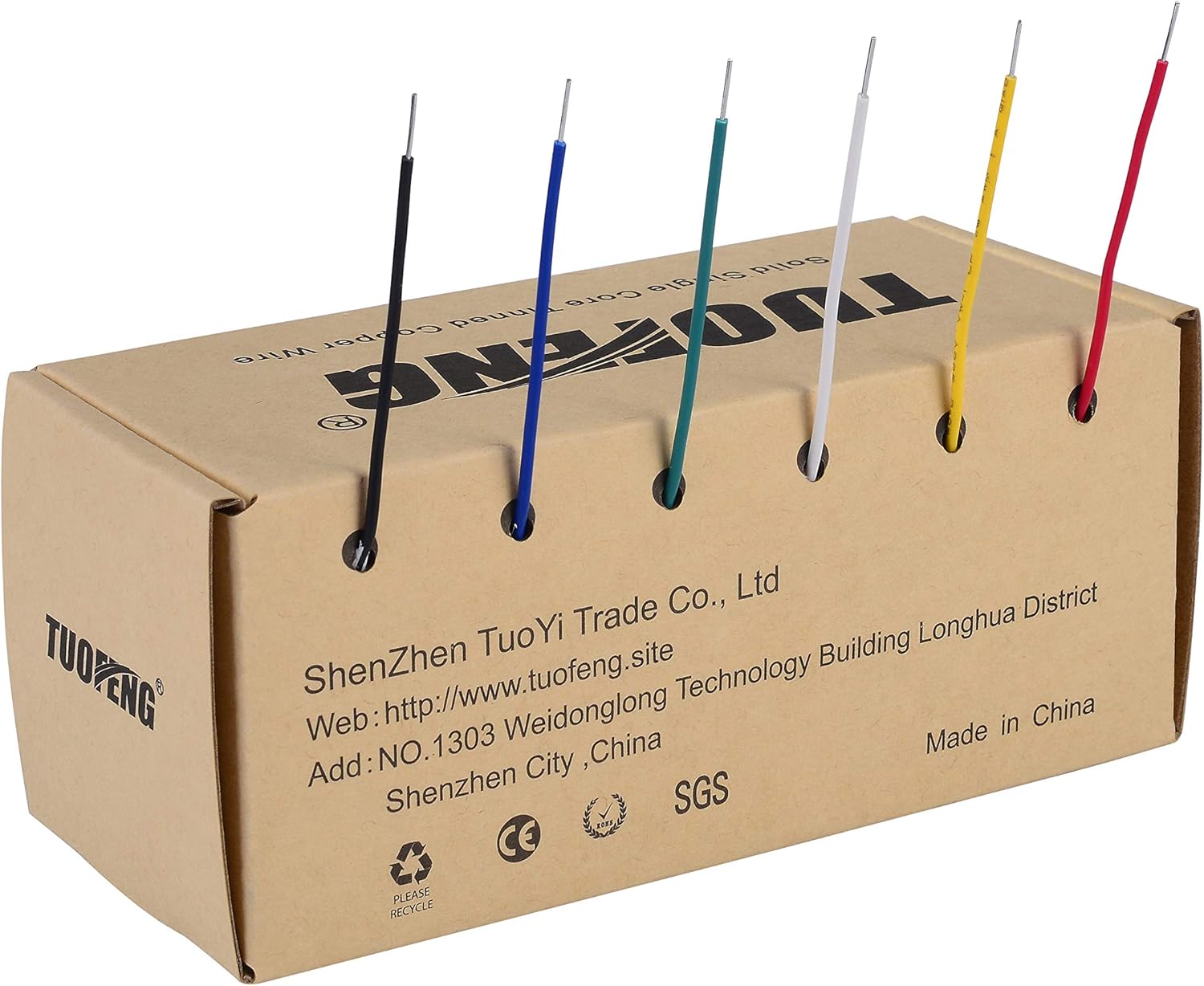 TUOFENG 22 awg Solid Wire-Solid Wire Kit-6 different colored 30 Feet spools 22 gauge Jumper wire- Hook up Wire Kit - - 