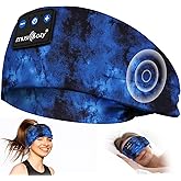 MUSICOZY Sleep Headphones Bluetooth 5.4 Headband, Wireless Earphones Sweat Resistant Earbuds with Ultra-Thin HD Stereo Speaker for Workout Running(Tie-dye Blue)