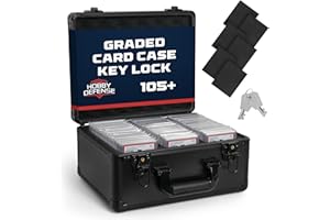 Hobby Defense Graded Card Case, 3 Row with Key Lock, PSA Slab Case for Graded Cards, Trading Storage Box- Black