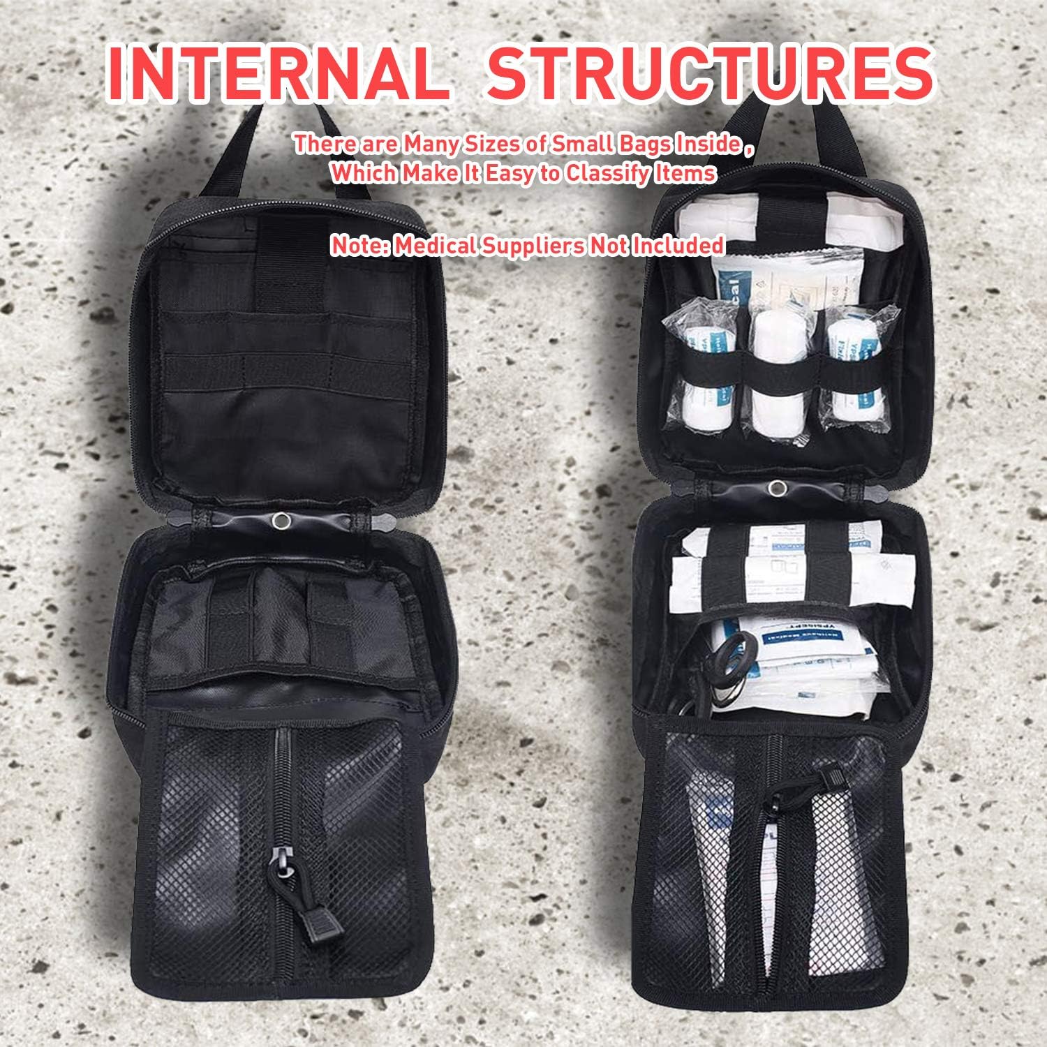 MEQI Medical MOLLE Tactical Pouch, EMT First Aid IFAK Rip-Away Utility Pouch for Camping Hunting Hiking Home Car and Adventures (Ink Black) : Sports & Outdoors