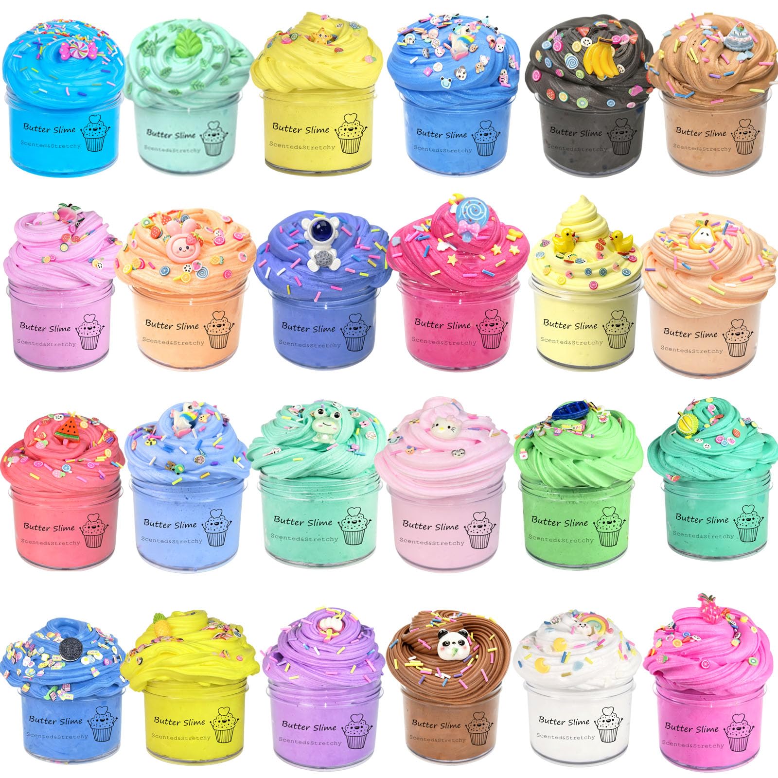 Unicoslm 24pack Butter Slime for Kids Party Favors, Goodies Bag Fillings, Fidget Toy, X'Mas Stocking Stuffers