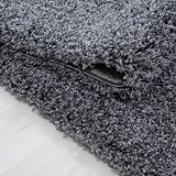 Abaseen Shaggy Rug Dark Grey 60x110 cm Modern Non-Slip Thick Pile view 4