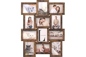 SONGMICS Collage Picture Frames, 4x6 for Wall Decor 12 Pack, Assembly Required, Rustic Brown URPF026X01