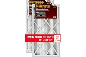 Filtrete 14x30x1 AC Furnace Air Filter, MERV 11, MPR 1000, Micro Allergen Defense, 3-Month Pleated 1-Inch Electrostatic Air Cleaning Filter, 2 Pack (Actual Size 13.81x29.81x0.81 in)