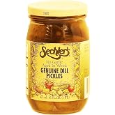 Sechler's genuine dill pickles, no garlic, aged in wood