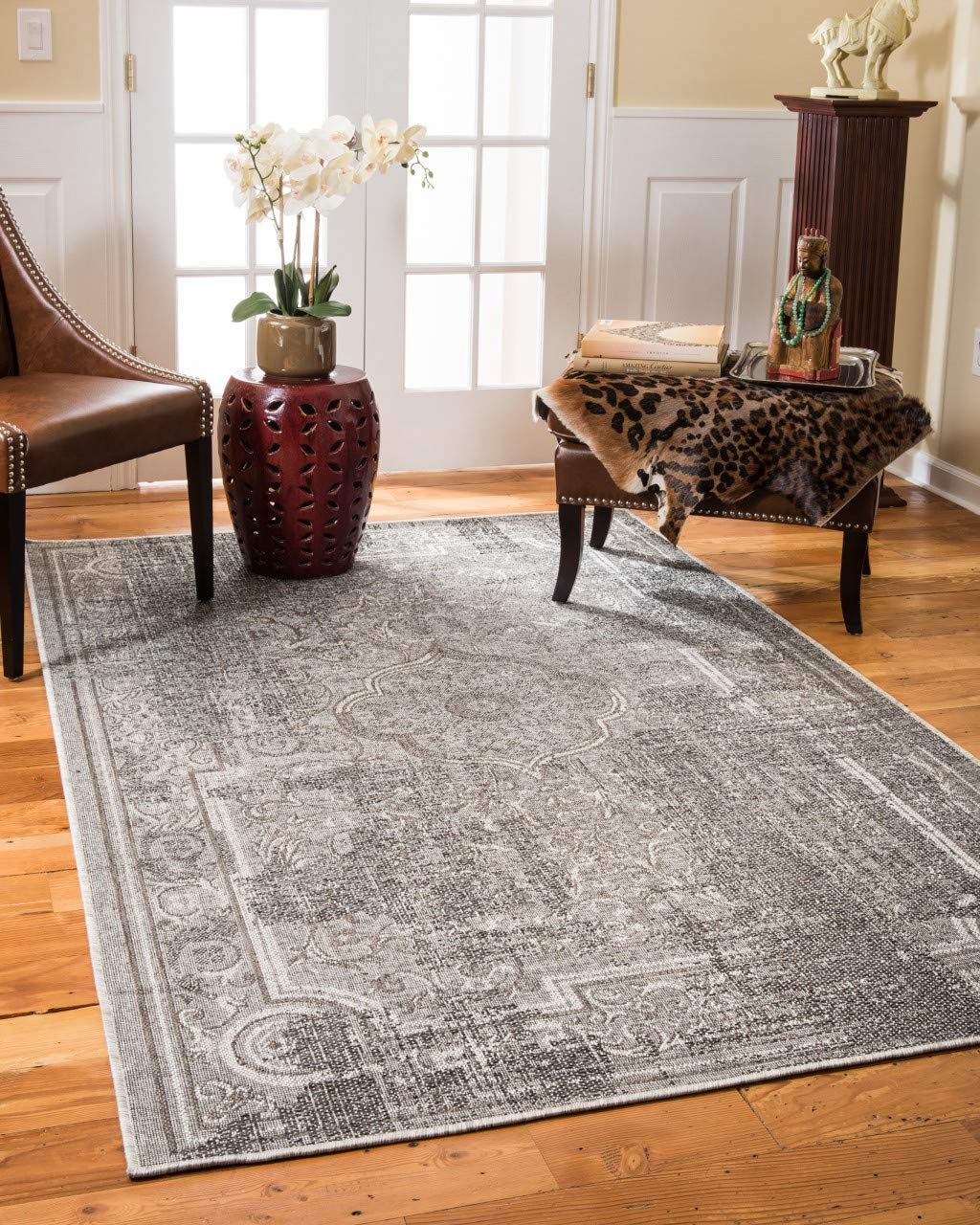 Natural Area Rugs Vintage Oriental Regata Synthetic Rug (6' x 9') Gray