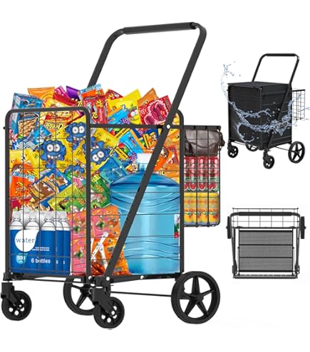 2 In 1 Shopping Cart, 330 Lbs Grocery Cart On Wheels, Foldable, Load - View #11
