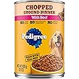 Pedigree Chopped Ground Dinner Adult Canned Soft Wet Dog Food With Beef, 22 oz. Cans (12 Count, Pack of 1)