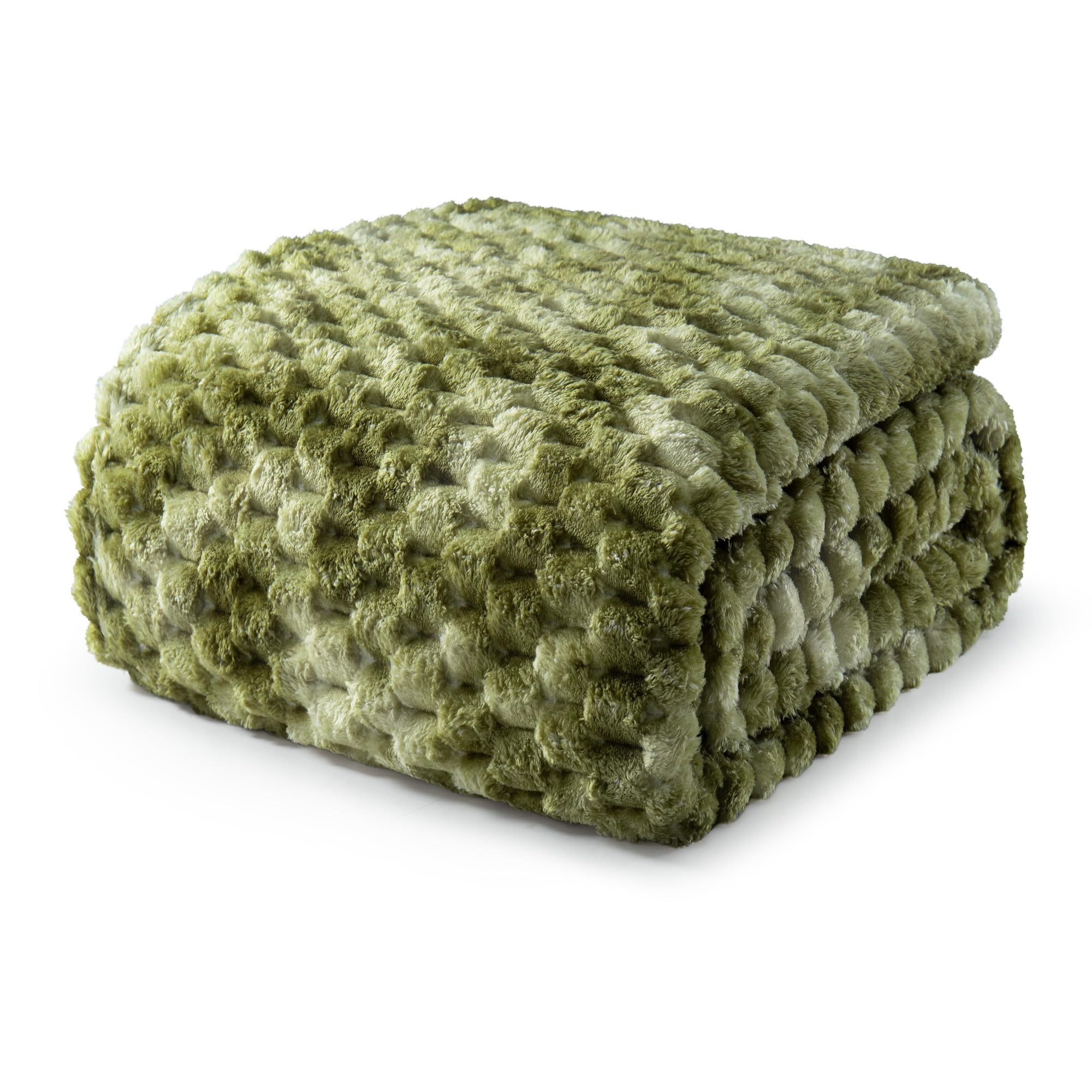 Exclusivo Mezcla Fleece Queen Size Blanket for Bed, Extra Large Fuzzy Tie-dye Olive Green Bed Blankets, Soft Cozy Plush Sofa Throws for All Seasons, 230x230 CM — image 1