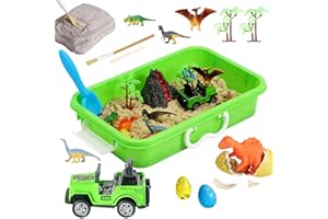 AGENTLAN Dinosaur Sensory Bin, Dinosaur Dig Sensory Toys with Play Sand for Toddlers Boys and Girls, Kids Toys Gift Sand Box for Age 3 4 5 6 7 8