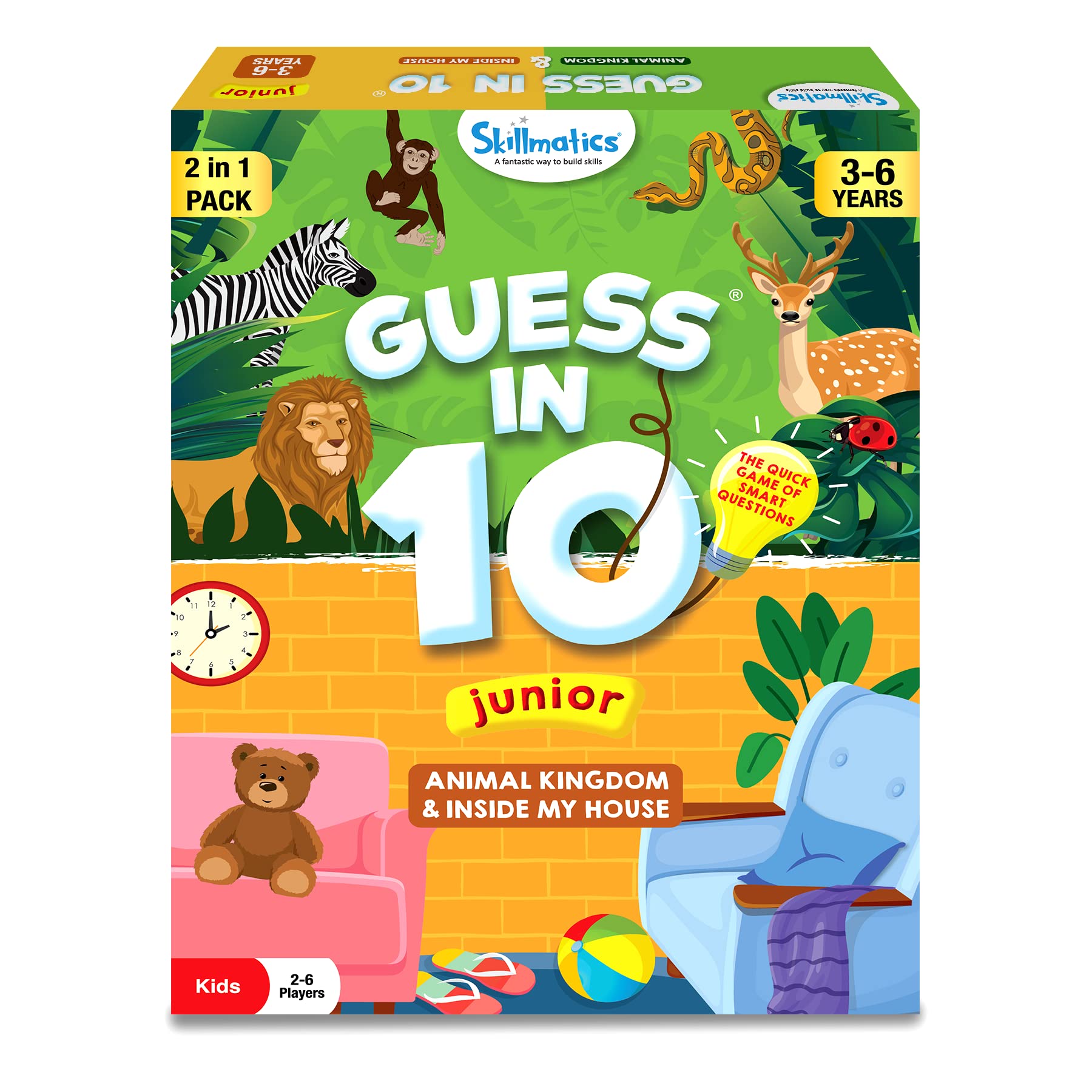 Skillmatics Card Game - Guess in 10 Junior Animals & Inside My House Combo, Quick Game of Smart Questions, Gifts & Fun Learning for Kids Ages 3-6 — image 1