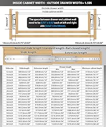 VAGUDE Heavy Duty Drawer Slides 12 14 16 18 20 22