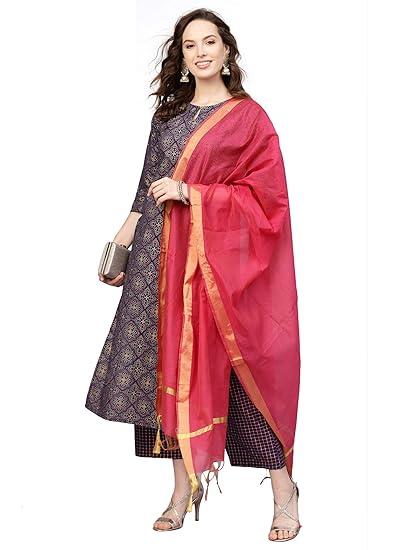 Women'S Cotton Straight Kurta Set (Navy Blue)
