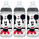 NUK Smooth Flow Disney Bottle, Mickey Mouse, 10 Oz, 3 Pack, Color may vary (Packaging may vary)
