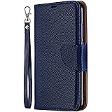 Docrax Huawei P20 Lite / HWV32 / HWU34 ケース 手帳型 スタンド機能 財布型 カードポケット マグネット ファーウェイP20Lite 手帳型ケース レザーケース カバー - DOBFE130265 青