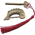 YHXiXi Fish Shaped Retro Padlock with Key and Tassels, Retro Antique Wooden Box Lock Alloy Jewelry Box Fish Pattern Lock