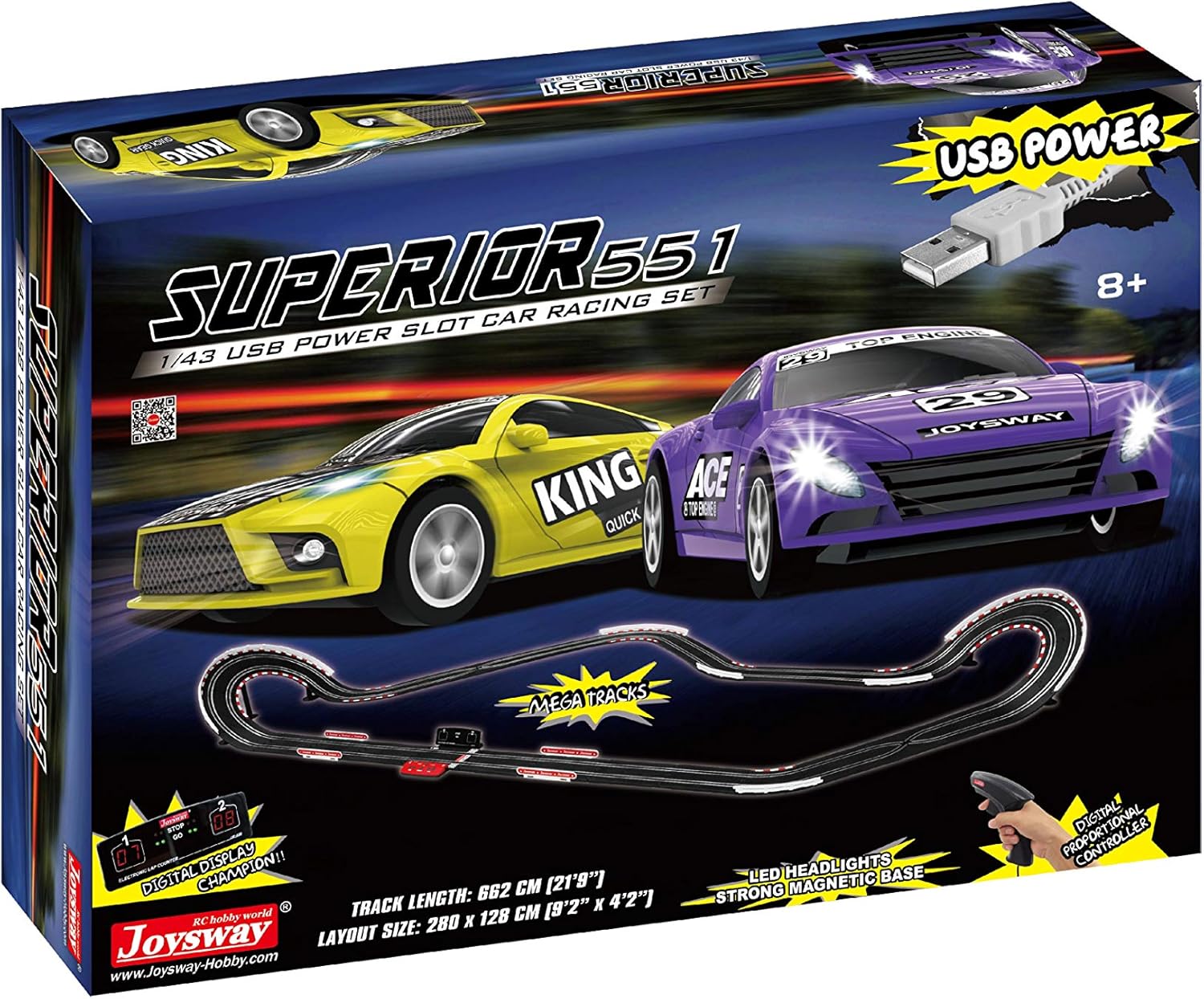 joysway superior 552 usb power slot car racing set