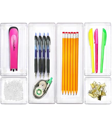 Lot De 25 Organisateurs Tiroir Transparents - 4 Tailles Pour Rangement Maquillage, Bijoux, Bureau