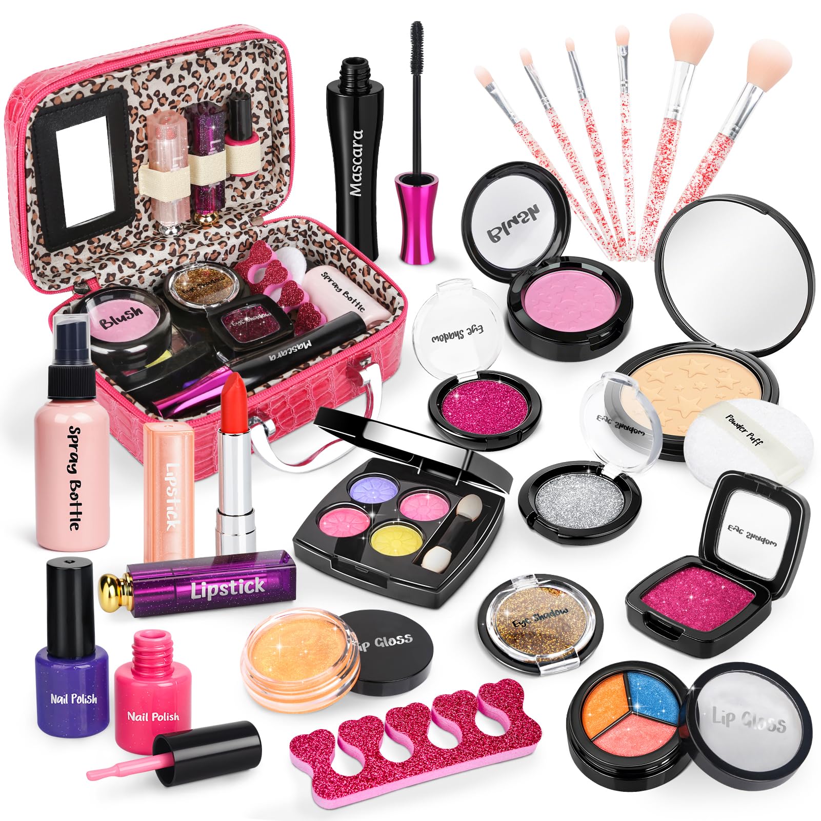 Dreamon Kids Makeup Set for Girls | Washable & Non-Toxic Real Makeup Set | Pretend Play Princess Toys | Christmas Birthday Gifts for Girls Age 5-12