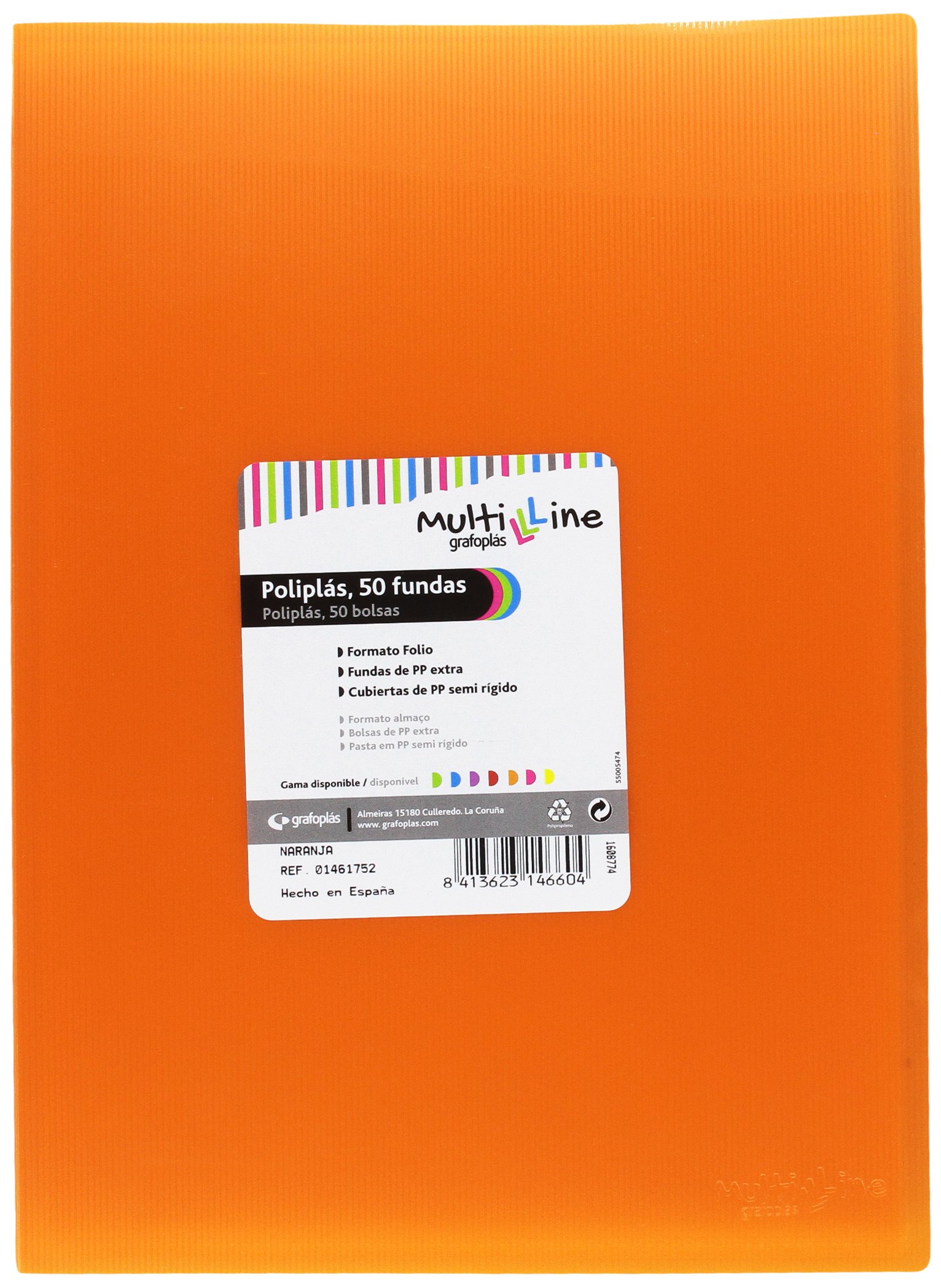 grafoplas 1461752 – 50 Sleeves, Foolscap, Tapas Folder PP, Orange