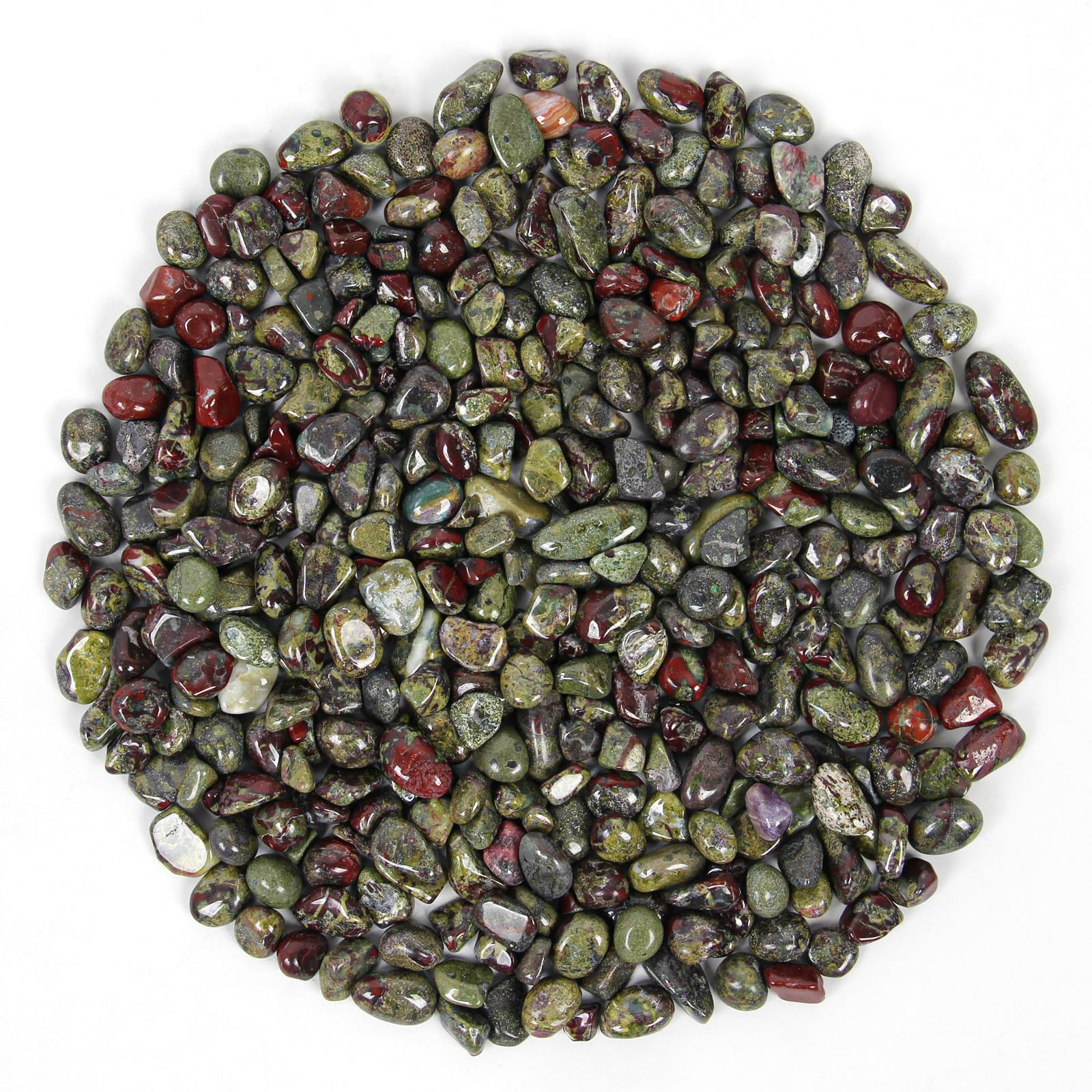 1.1 lb Bloodstone Chips – Natural Crystal Stones for DIY, Meditation, Plants, Home & Garden Décor, Root & Heart Chakra