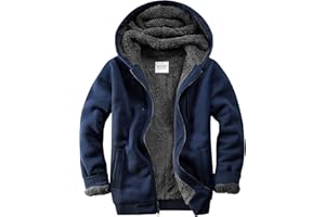 WINDFIT Men's Sherpa Jacket Heavyweight Zip Up Hoodie Fleece Hooded Sweatshirt with Pocket