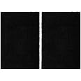 COTTON CRAFT Luxurious Bath Mat Rug - Set of 2 Reversible Heavyweight Step Out Bath Mats for Bathroom Floor, Tub and Shower - Pure Cotton Soft Plush Absorbent Tufted Racetrack Mat - 17x24 inch - Black