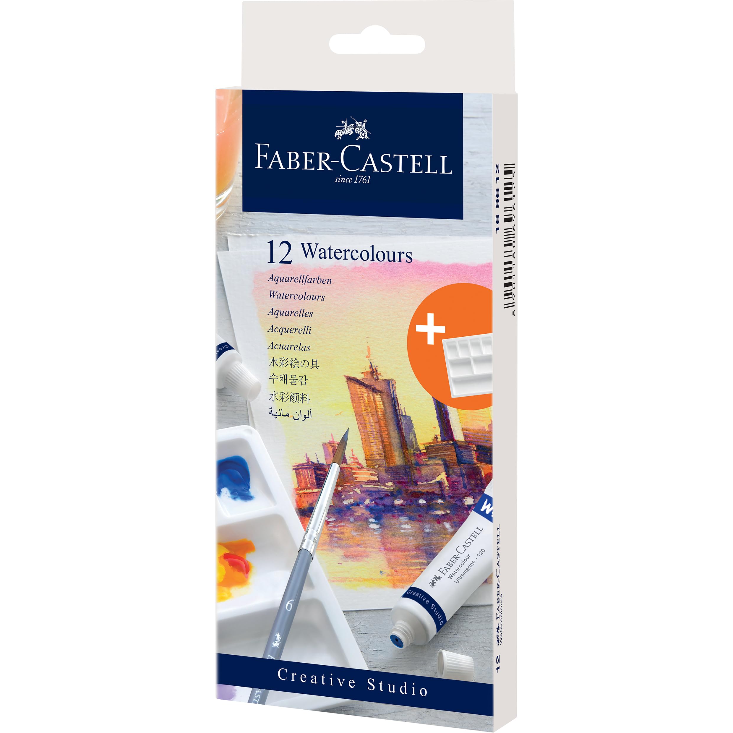 Faber-Castell Creative Studio 169612 Watercolour Paints 12 Tubes 9 ml Each Including Mixing Palette