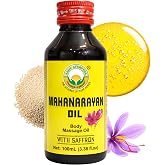 Basic Ayurveda Mahanarayan Oil with Saffron | 3.38 Fl Oz (100ml) | Natural Ayurvedic Body Oil | Herbal Abhyanga Tailam for Daily Massage | Non GMO &amp; Vegan