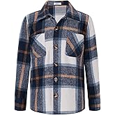Arshiner Boys Flannel Shirts Kids Button Down Plaid Shirt Casual Long Sleeve Shirt Tops Boys and Girls Fall Plaid Jacket