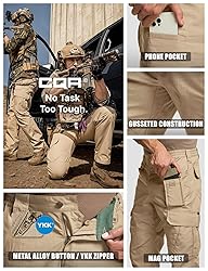 CQR Men's Tactical Pants, Water Resistant Ripstop