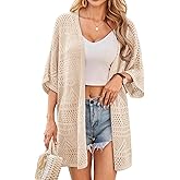 GRACE KARIN Womens Summer Short Sleeve Crochet Cardigan Sweaters Lightweight 2026 Oversized Knit Boho Kimono Cardigans