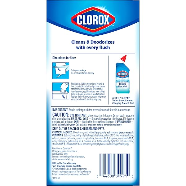 CLOROX ULTRA CLEAN TOILET TABLETS BLEACH & BLUE, RAIN CLEAN SCENT, 2.47 OUNCES EACH, 4 COUNT (PACKAGE MAY VARY)