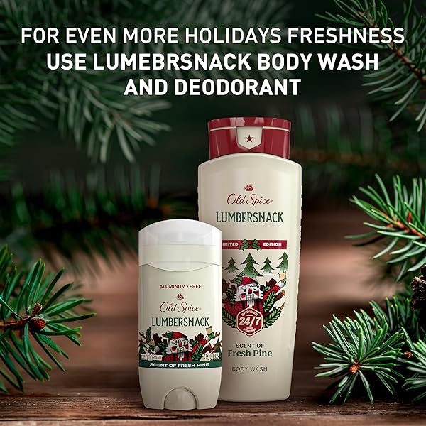 OLD SPICE BODY WASH FOR MEN, HOLIDUDES HOLIDAY EDITION, 24/7 HOLIDAY FRESHNESS, LASTING SCENT AND RICH LATHER, STOCKING STUFFER, LUMBERSNACK WITH FRESH PINE SCENT, 16 OZ