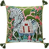 Xixlis Exquisite Animal Print Throw Pillow Covers - 18x18 Couch Pillow Cases with Double-Sided High-Definition Design, Soft Velvet Texture, and Fringe Accents (Green, 18x18)