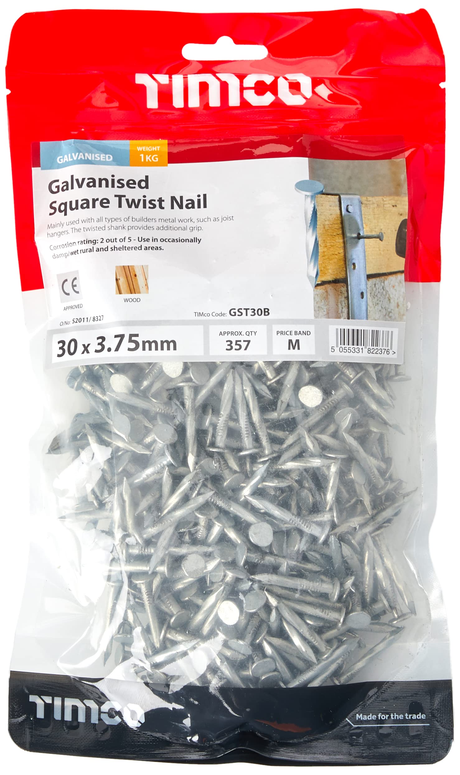 TIMCO Galvanized Square Twist Nail 30 x 3.75-1kg Bag
