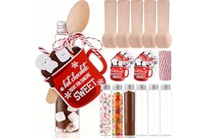 Vesici 25 Sets Christmas Hot Chocolate Test Tubes Chocolate Party Favors 3.7 oz Hot Cocoa Test Tubes with Wood Spoons, Bar Tag and Rope for Marshmallow Candy Xmas Party Gifts Stocking Stuffers