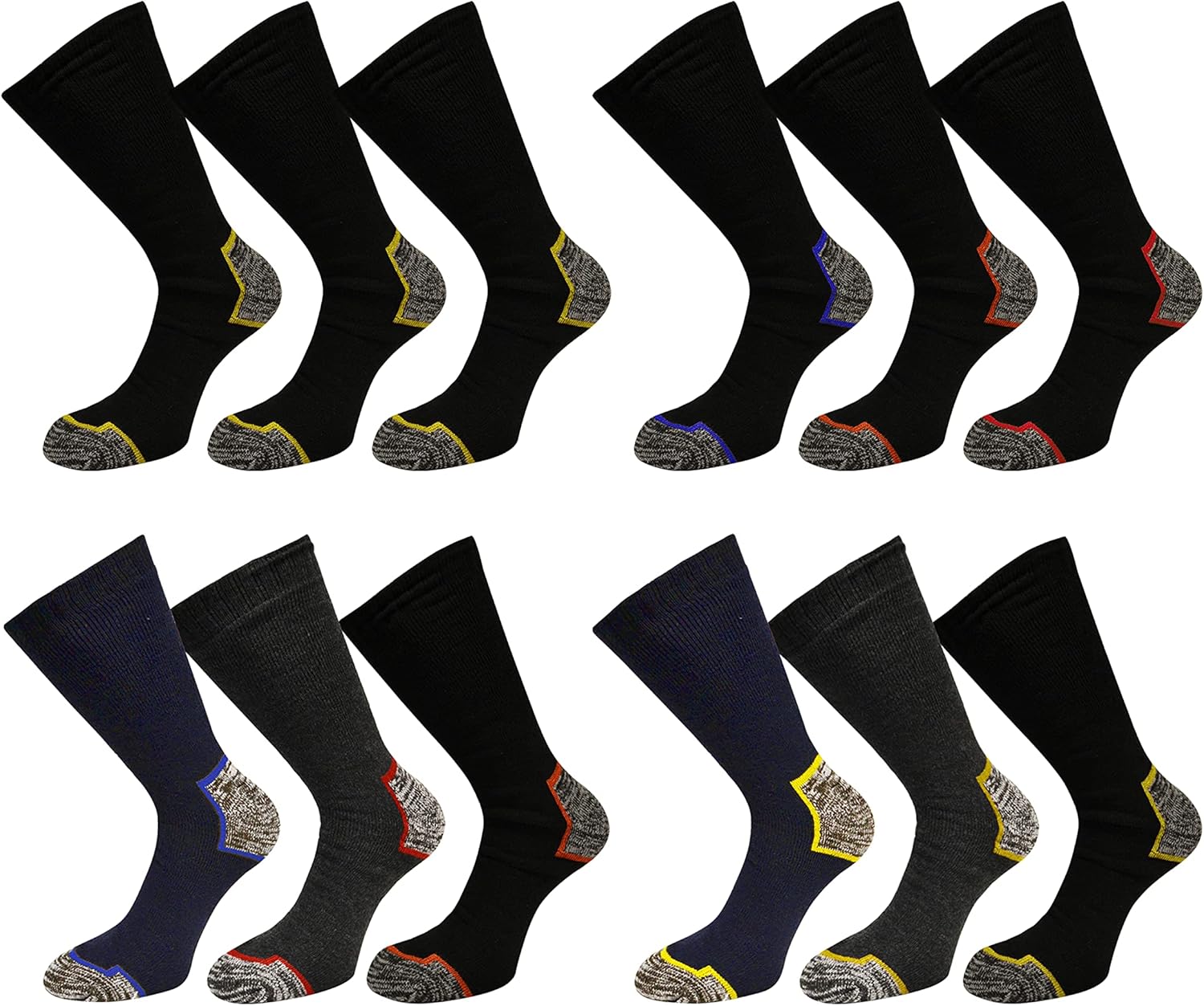 12 pairs Mens Hard Wearing Work Socks Reinforced Heel and Toe