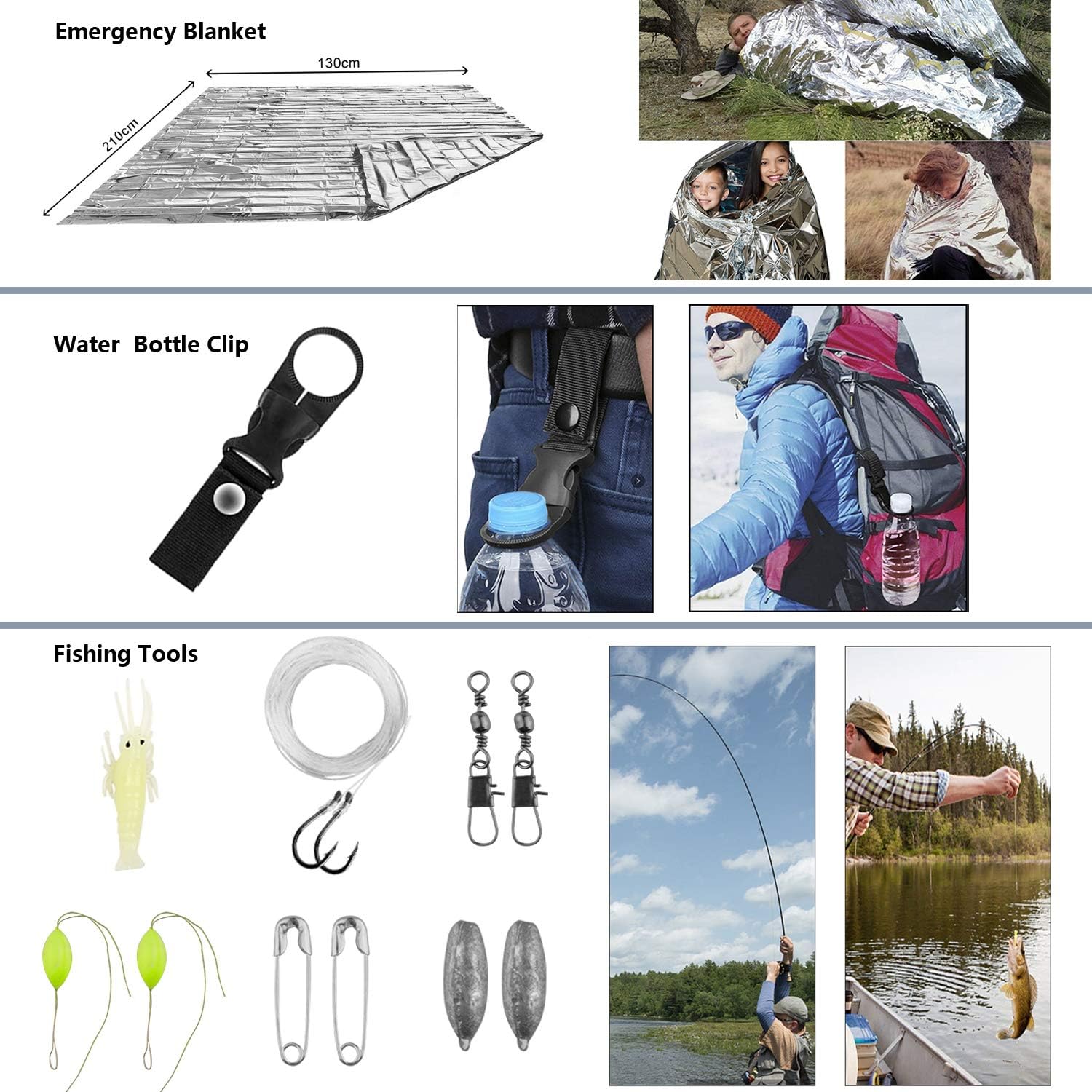 Survival gear and equipment, survival kit 30 in 1, Cool Camping Hiking Hunting Fishing gifts for men dad Husband Father boy Friend - - 