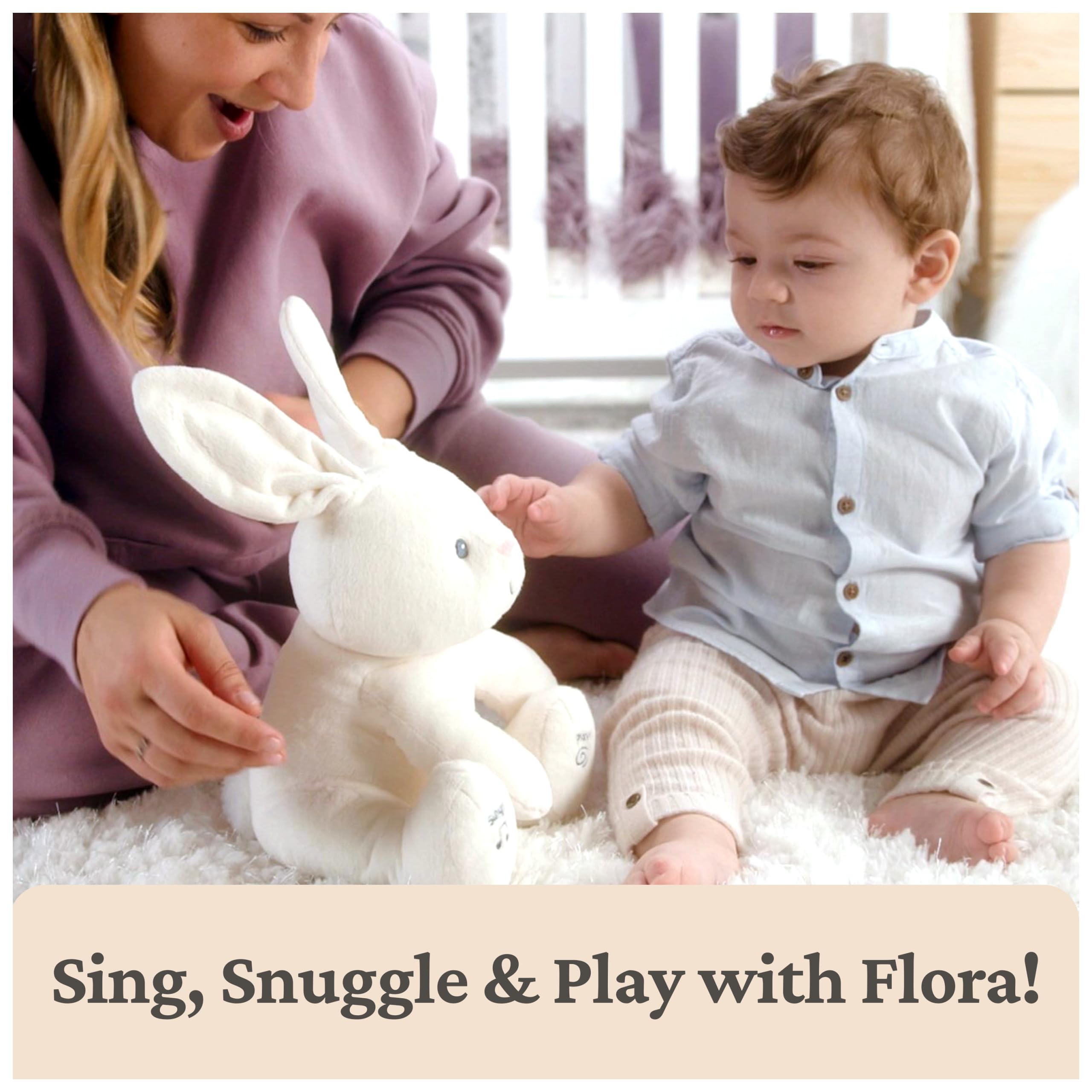 GUND Baby Flora The Bunny Animated Plush, Singing Stuffed Animal Toy for Ages 0 and Up, Cream, 12