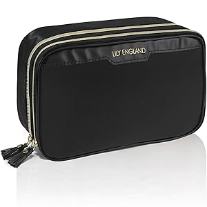 Lily England Makeup Bag Organizer, Make Up Storage Bags, Black Cosmetic Case