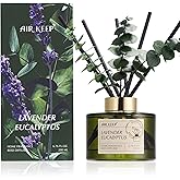 Airkeep Reed Diffuser Set with 6.76 fl oz Lavender Eucalyptus Scent Essential Oils and 3 Leaves & 8 Diffuser Sticks,Bathroom Shelf Decor & Air Freshener, House Bedroom Office Decor & Gifts