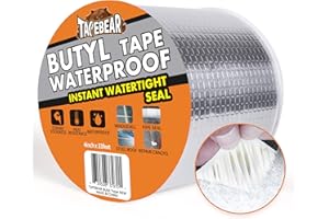 TAPEBEAR Butyl Tape Waterproof Sealant Tape 4inch x33feet, Aluminum Foil Duct Sealing Tape for RV Roof Repair, Boat and Pipe Sealing, Silicone, Glass & EDPM Roof Leak Patching, Silver